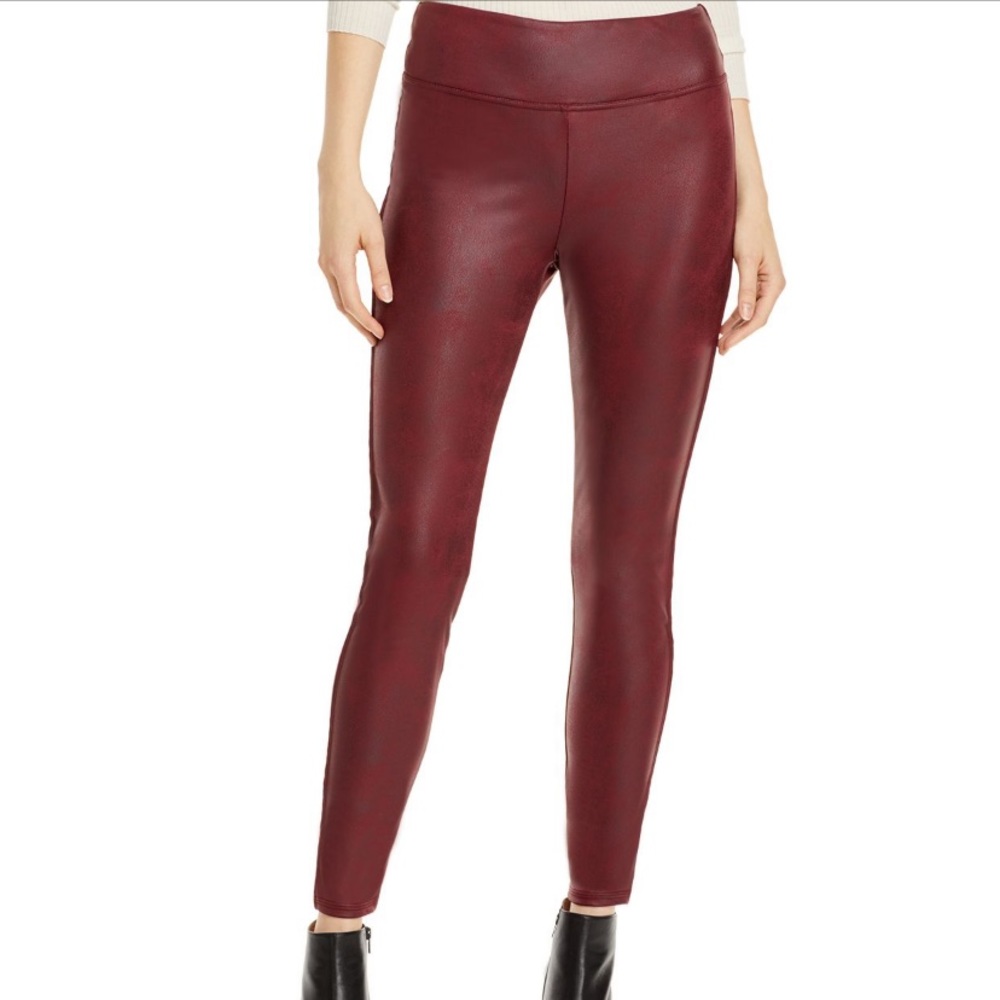 NYDJ burgundy faux leather leggings NWT $89